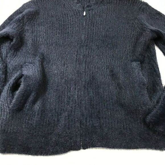 1. State Womens Full Zip Cardigan Long Sleeve Eyelash Knit Sweater Blue M Medium - Picture 2 of 10